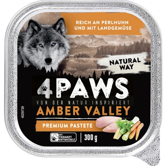Paws Amber Valley Premium Pastete Perlhuhn & Landgemüse 300G Paws Amber Valley Premium Pastete Perlhuhn & Landgemüse 300G -Geschäft Für Körperpflegeprodukte 4paws amber valley perlhuhnampamplandgemamp252se 300g
