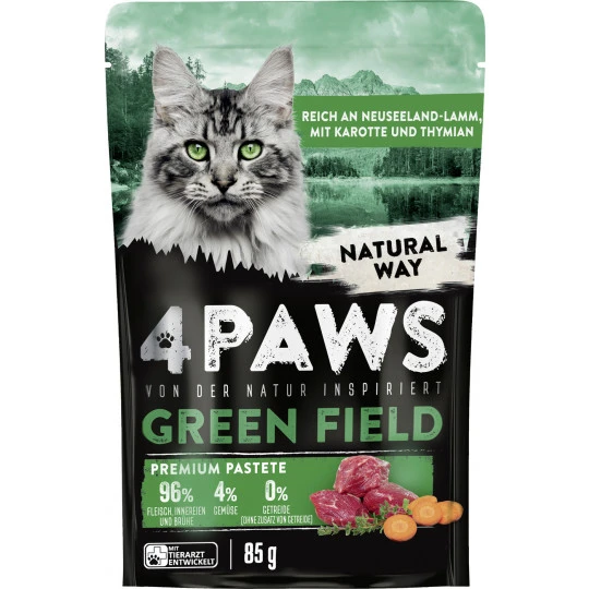 Paws Green Field Premium Pastete Neuseelandlamm, Karotte & Thymian 85G Paws Green Field Premium Pastete Neuseelandlamm, Karotte & Thymian 85G -Geschäft Für Körperpflegeprodukte 4paws green field neuseelandlamm karotteampampthymian 85g