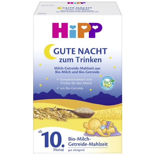 Bio Gute-Nacht! Milch-Getreide-Mahlzeit ab 10. Monat 2x 250G Hipp Bio Gute-Nacht! Milch-Getreide-Mahlzeit Ab 10. Monat 2x 250G -Geschäft Für Körperpflegeprodukte