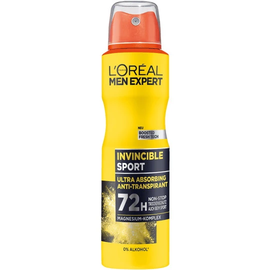 Men Expert Invincible Sport Ultra Absorbing Anti-Transpirant 72H 150ML L'Oreal Men Expert Invincible Sport Ultra Absorbing Anti-Transpirant 72H 150ML -Geschäft Für Körperpflegeprodukte