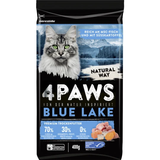 Paws Blue Lake Premium Trockenfutter Reich An MSC Fisch Mit Süsskartoffel 400G -Geschäft Für Körperpflegeprodukte msc 4paws blue lake reich an hamp252hnchen und msc fisch mit samp252sskartoffel 400g