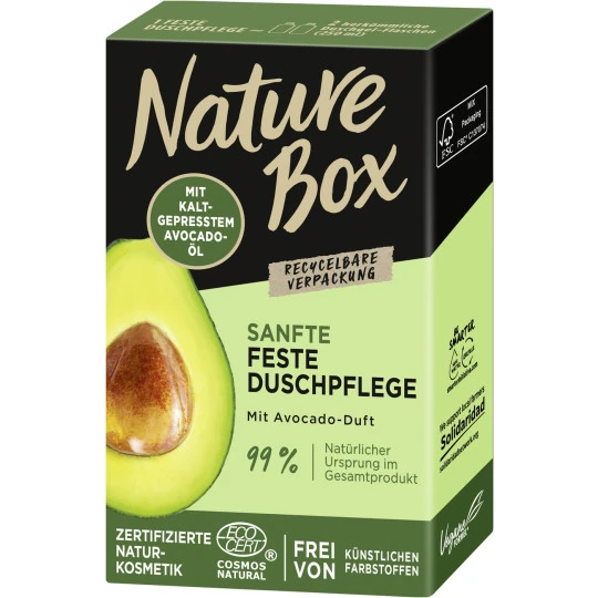 Box Sanfte Feste Duschpflege mit Avocadoduft 100G Nature Box Sanfte Feste Duschpflege Mit Avocadoduft 100G -Geschäft Für Körperpflegeprodukte